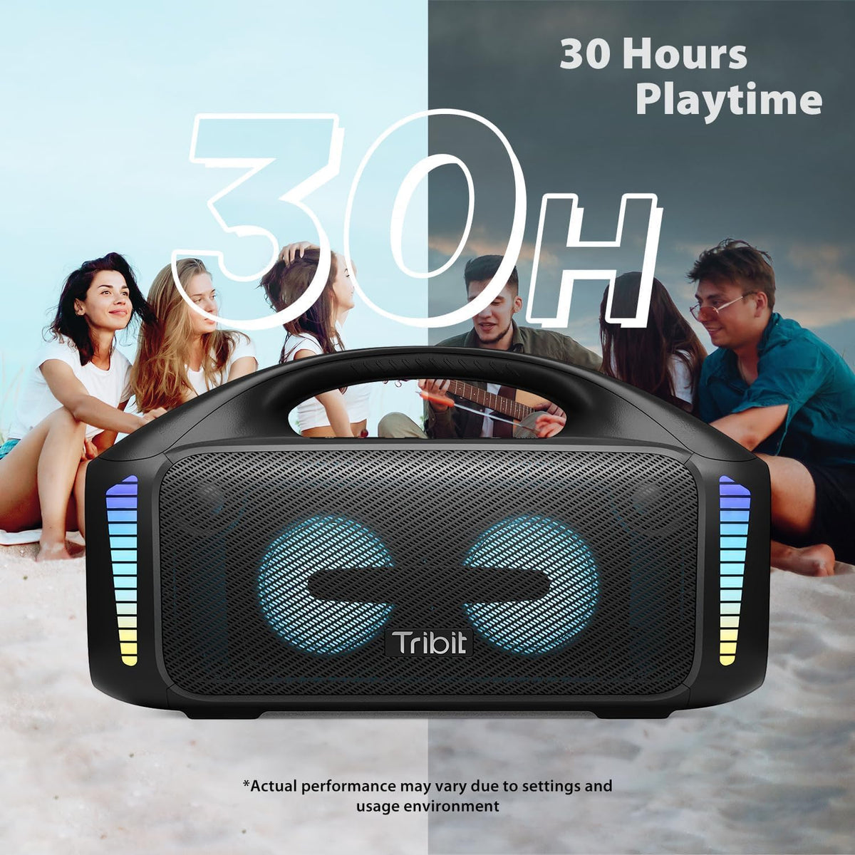 Tribit StormBox Blast 90W Bluetooth Speaker, XBass, LED, IPX7, 30H Playtime