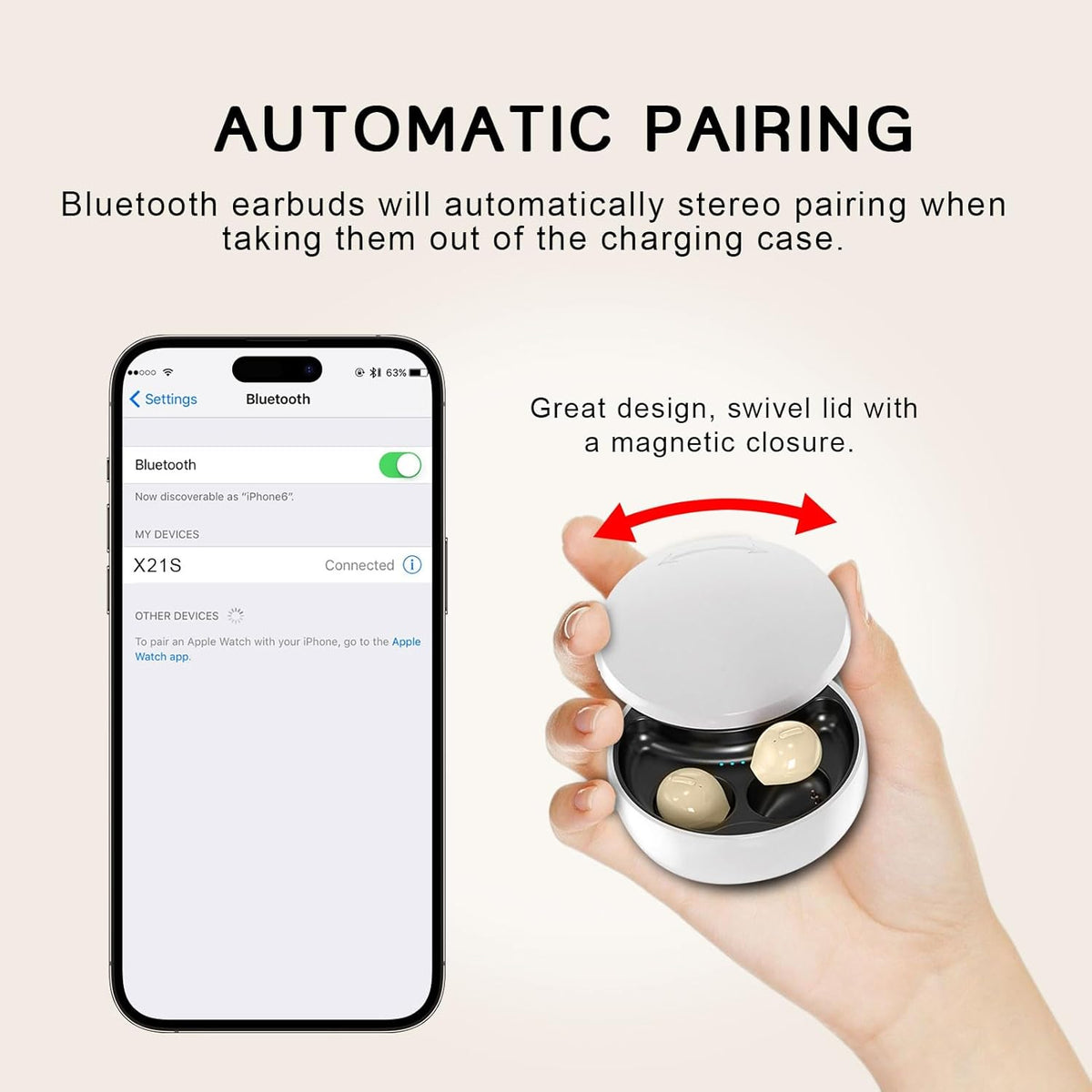 Earphone Invisible Noise Reduction Bluetooth 5.0 Wireless Built-in Mic Xmenha