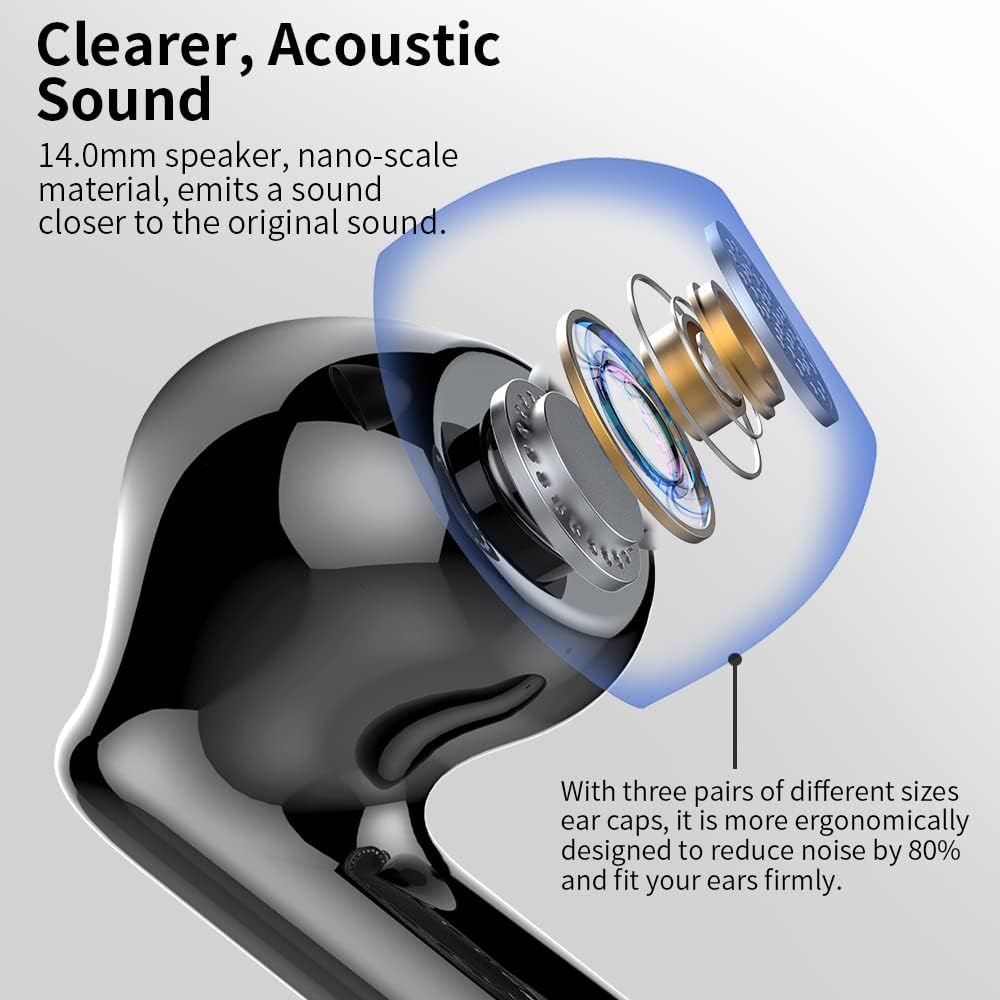 Wireless Earbuds Bluetooth 5.3 Deep Bass 36H Playtime Noise Cancel Btootos