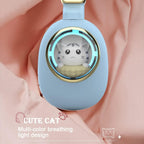 Kids Headphones Cat Ear Pink Wireless Bluetooth Foldable Mic Light Up