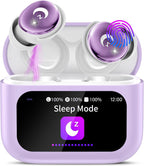 Purple and white electronic device with a screen displaying 'Sleep Mode' on a white background