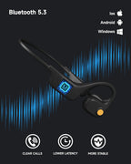 LOBKIN Open-Ear Headphones Wireless Headset with Mic Noise Cancelling Black