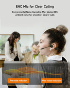 LOBKIN Open-Ear Headphones Wireless Headset with Mic Noise Cancelling Black